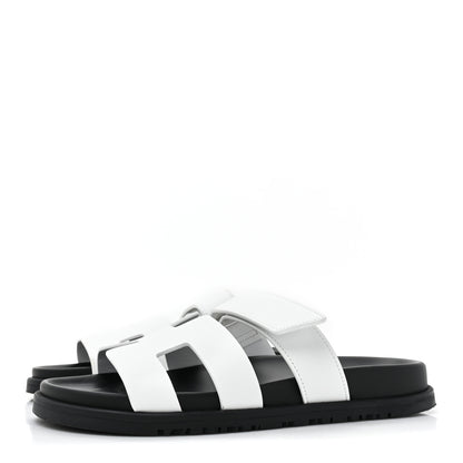Hermes Calfskin Womens Chypre Sandals 38 White 3 of 12