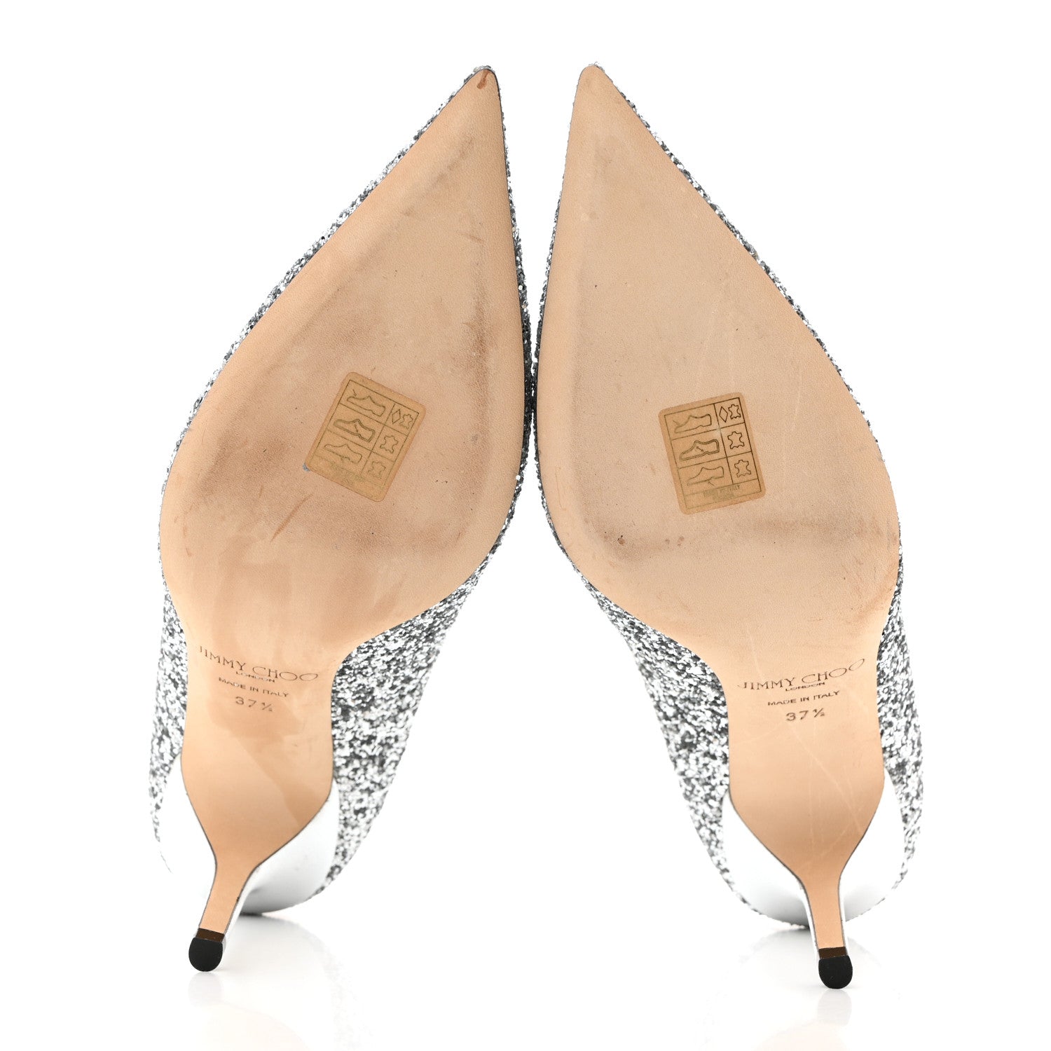 Jimmy Choo Coarse Glitter Fabric Agnes 85 Pumps 37.5 Silver 5 of 7