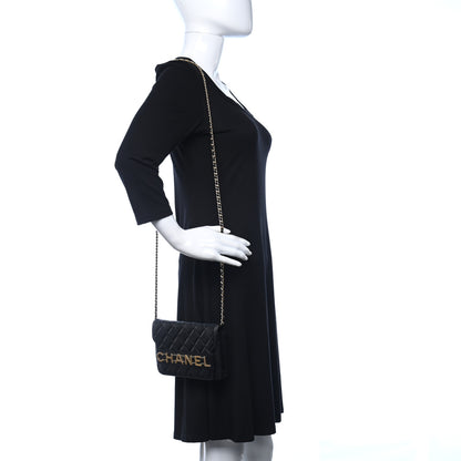 Chanel Calfskin Quilted Enchained Wallet On Chain WOC Black 2 of 12