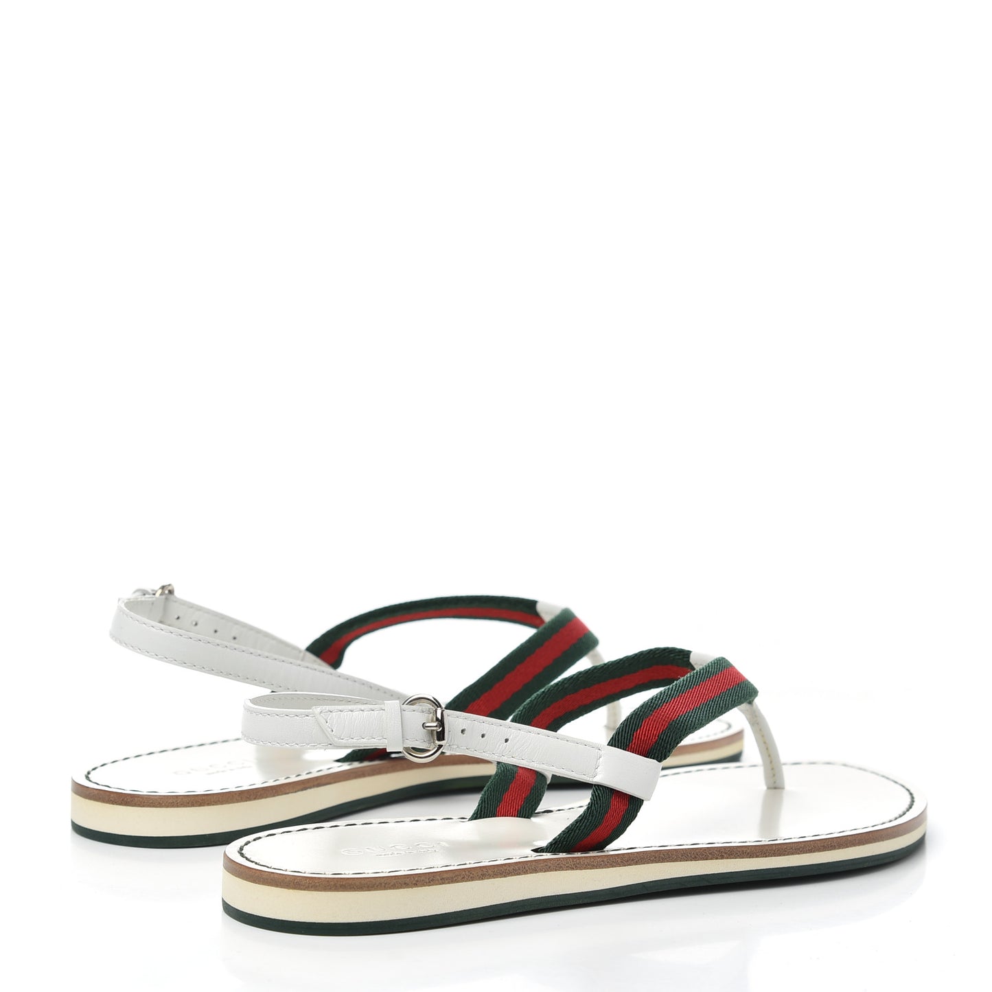 Calfskin Web Thong Sandals 35 White