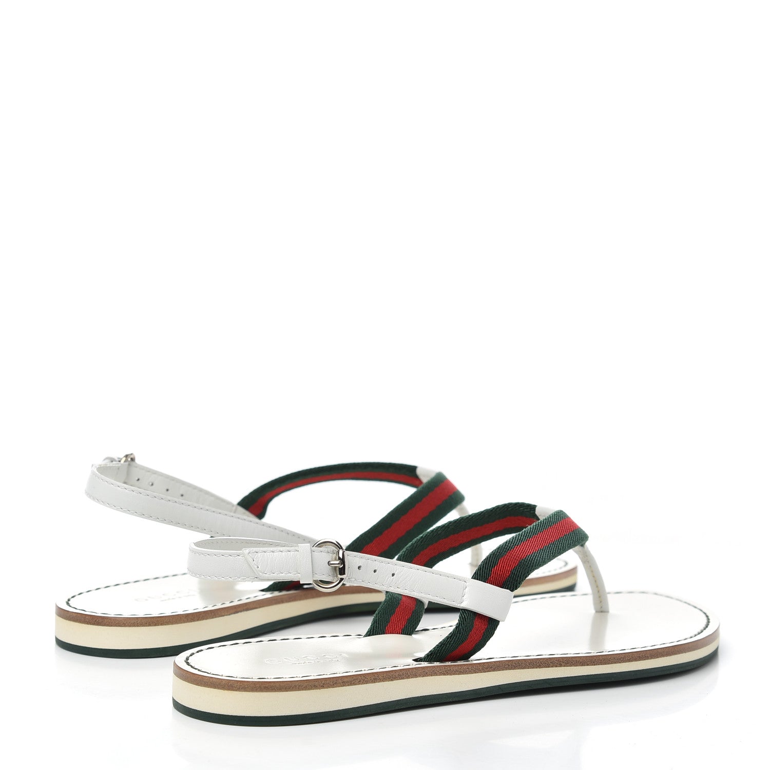 Gucci Calfskin Web Thong Sandals 35 White 4 of 14