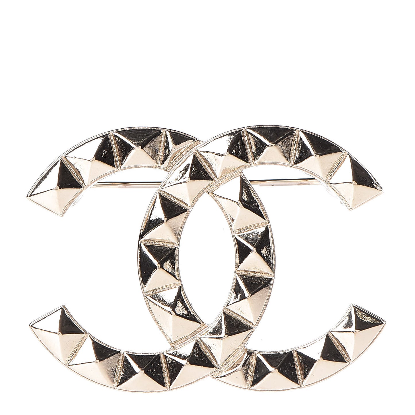 Studded CC Pin Brooch Gold