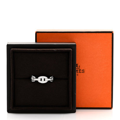 Hermes 18K White Gold Diamond PM d'Ancre Enchainee Ring 54 7 11 of 11