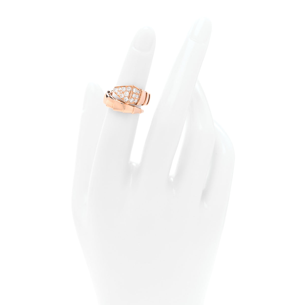 18K Rose Gold Diamond Serpenti Viper Ring S