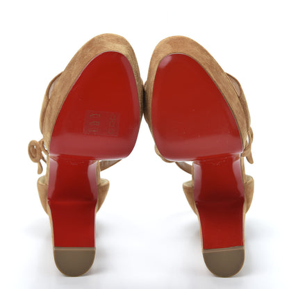 Christian Louboutin Veau Velours Loubi Bee Alta 130 Sandals 39 Cafe Creme 7 of 9