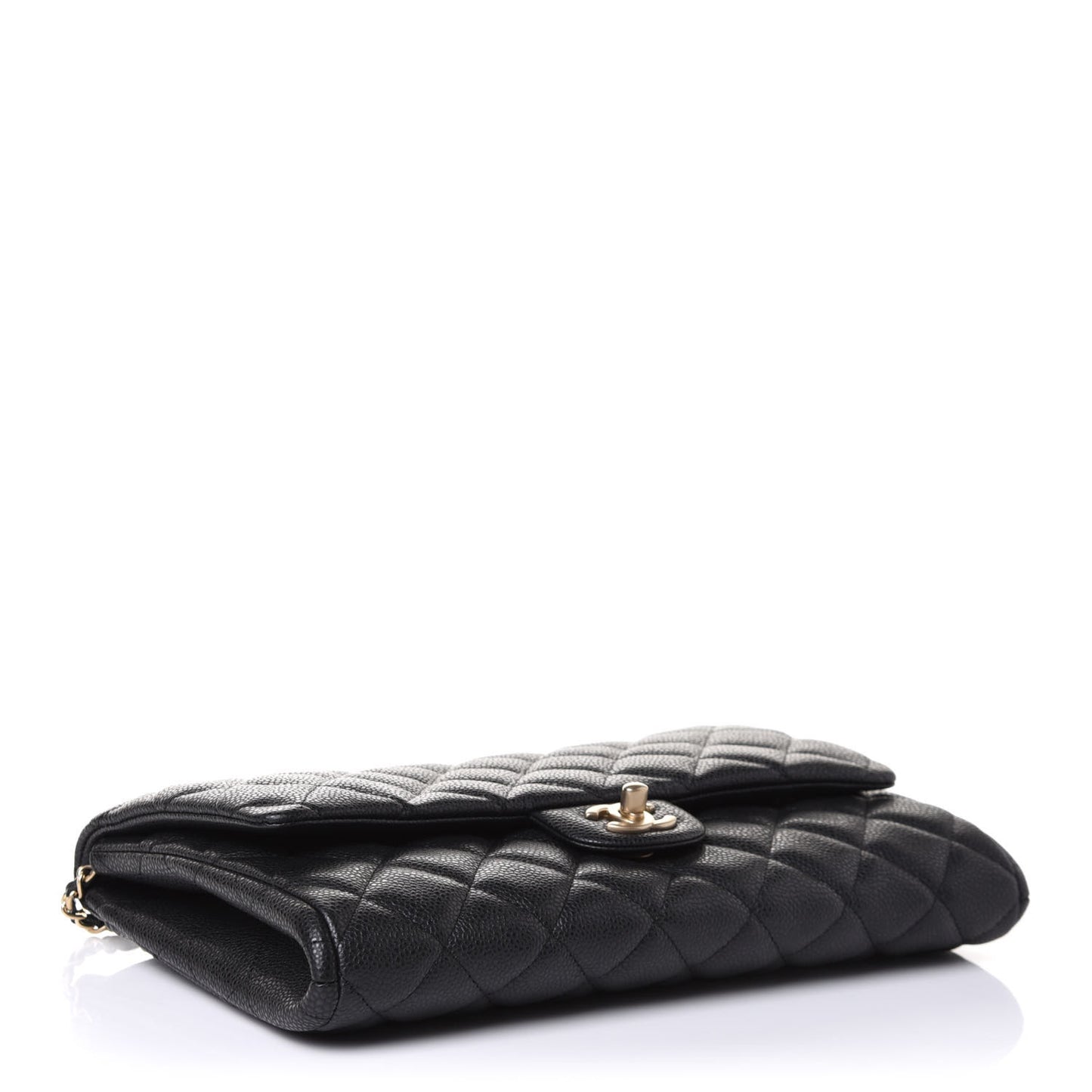 Caviar Quilted Clutch With Chain Flap Black