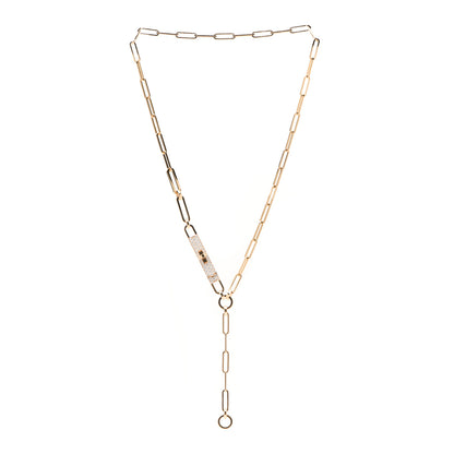 Hermes 18K Yellow Gold Diamond Pave PM Kelly Chaine Lariat Necklace ST 3 of 4