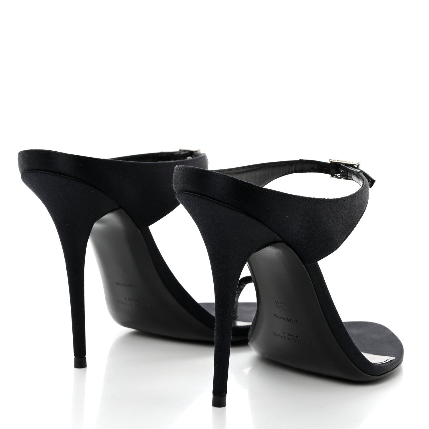 Saint Laurent Crepe Satin Dive Mule Sandals 38 Patriot Navy 4 of 8