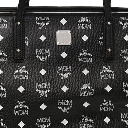 MCM Visetos Medium Anya Zip Top Shopper Tote Black 7 of 10