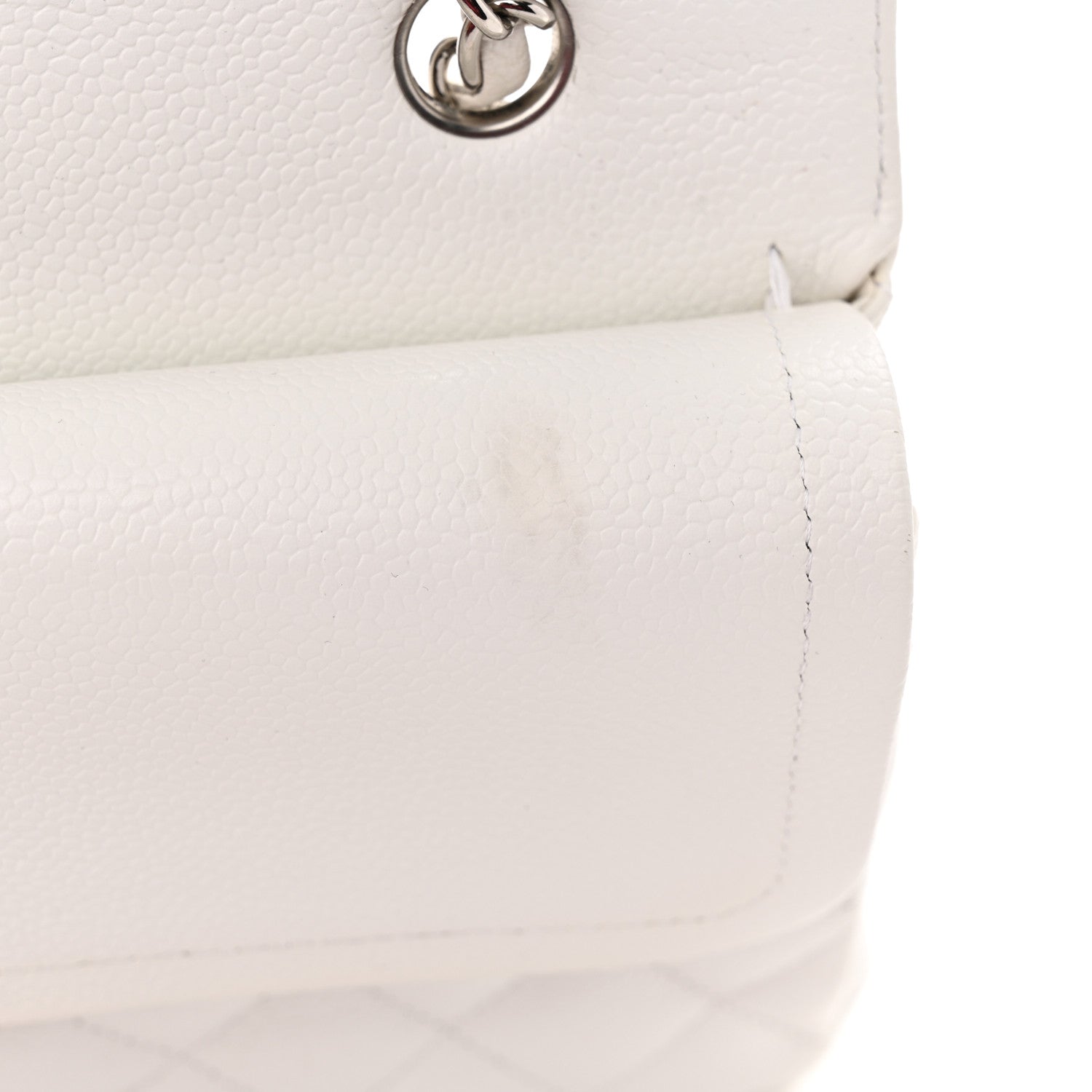 Chanel Caviar Quilted Medium Double Flap White 15 of 26