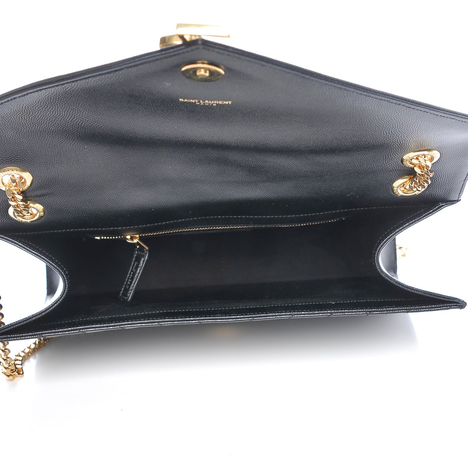 Saint Laurent Smooth Calfskin Matelasse Chevron Large Monogram Satchel Black 6 of 12