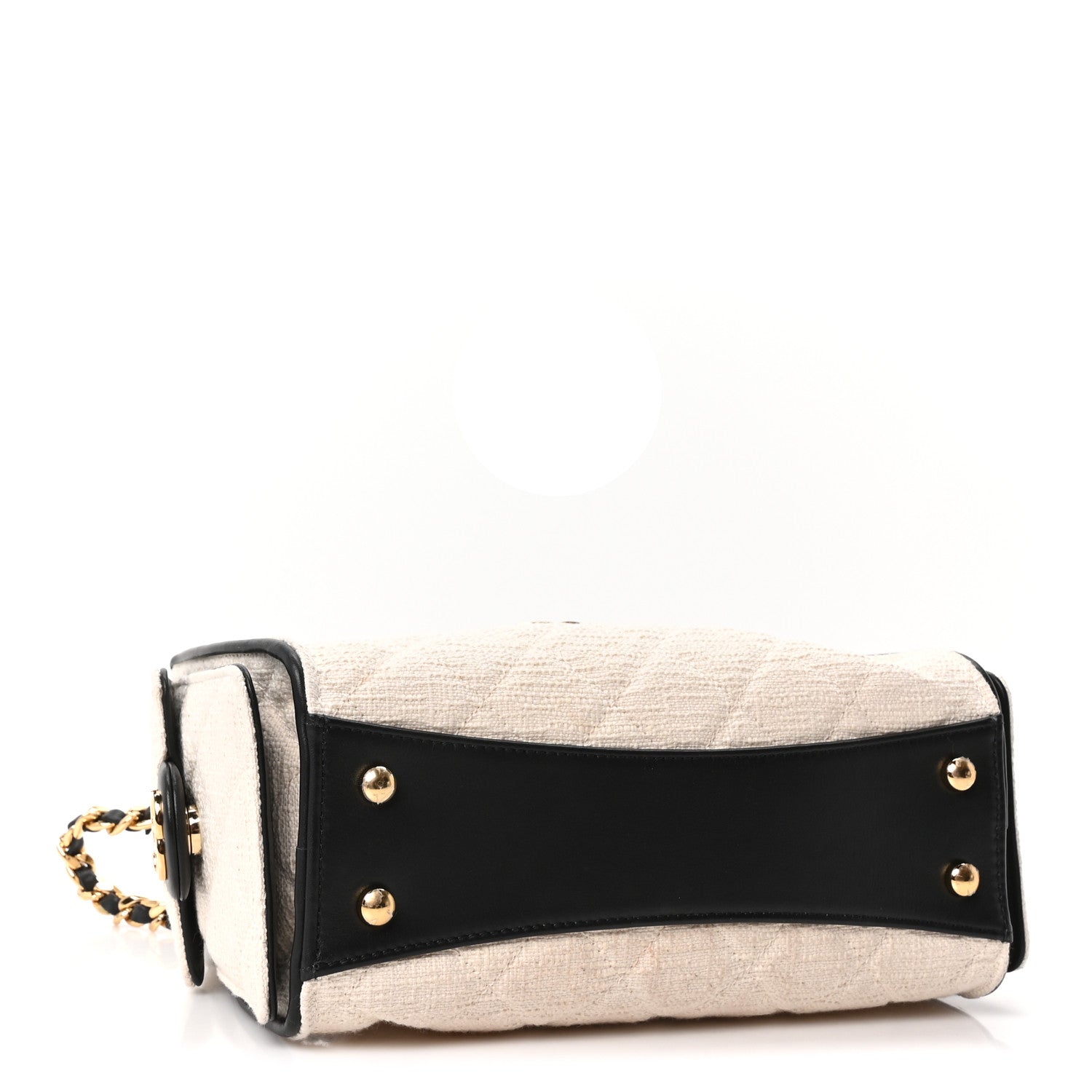 Chanel Canvas Calfskin Quilted Mini Chanel 25 Handbag Ecru Black 3 of 9