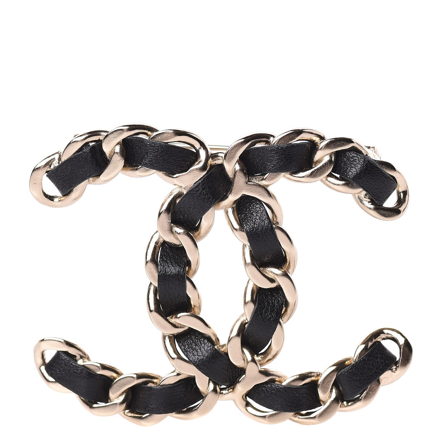 Chanel Lambskin Chain CC Brooch Black Gold 1 of 5