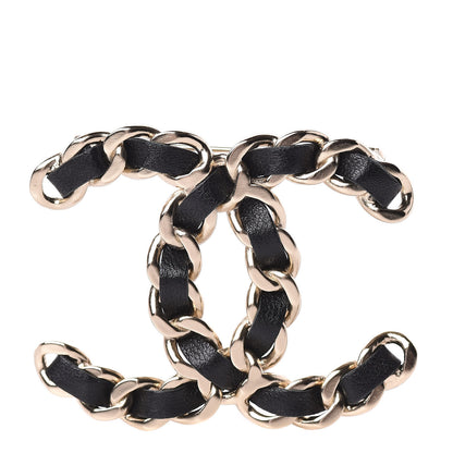 Chanel Lambskin Chain CC Brooch Black Gold 1 of 5