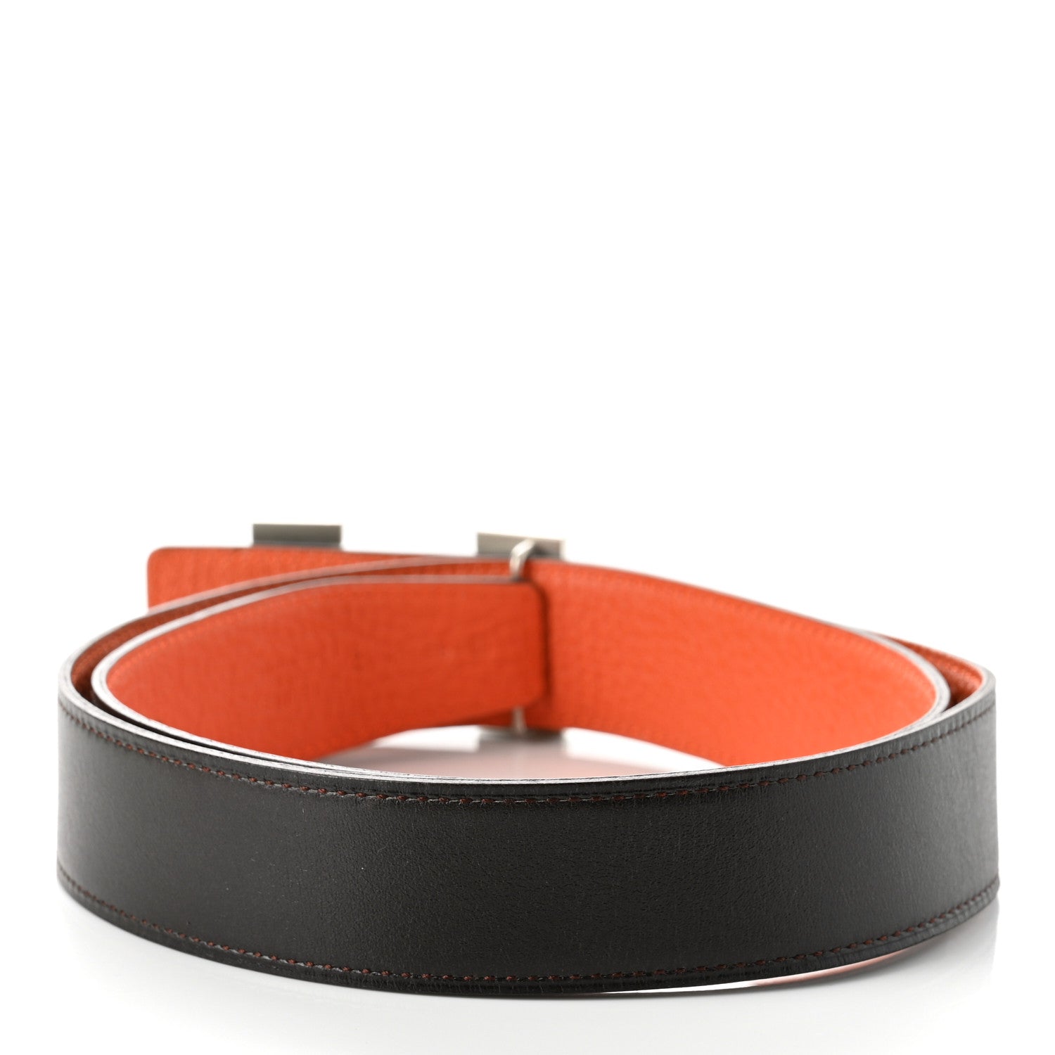 Hermes Box Togo 32mm Guilloche H Belt 85 Chocolate Orange 4 of 7