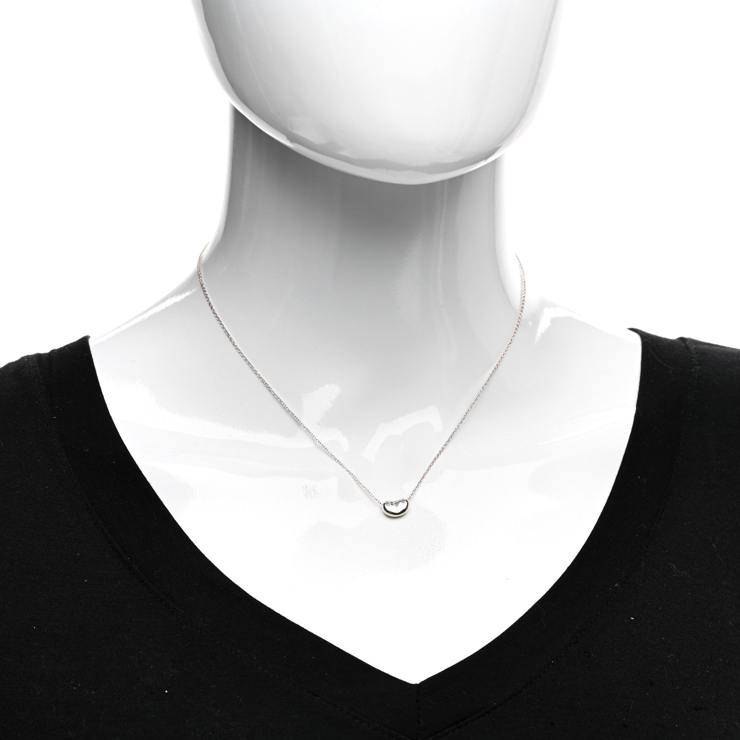 Tiffany Sterling Silver 9mm Elsa Peretti Bean Pendant Necklace 2 of 4