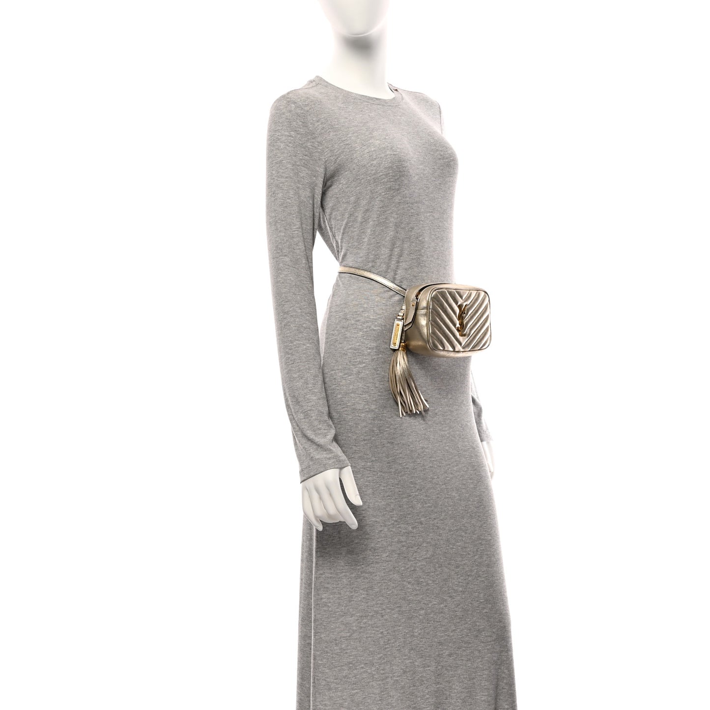 Metallic Calfskin Matelasse Monogram Lou Belt Bag Platino