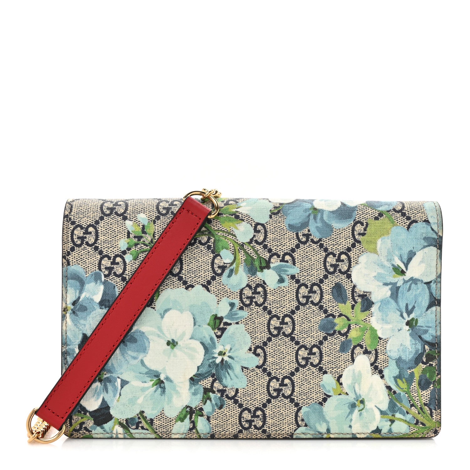 Gucci GG Supreme Monogram Blooms Chain Wallet Blue 1 of 17
