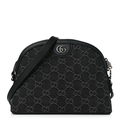 Gucci Denim Cuoio Harness GG Monogram Small Ophidia Dome Shoulder Bag Black Medium Grey 1 of 8