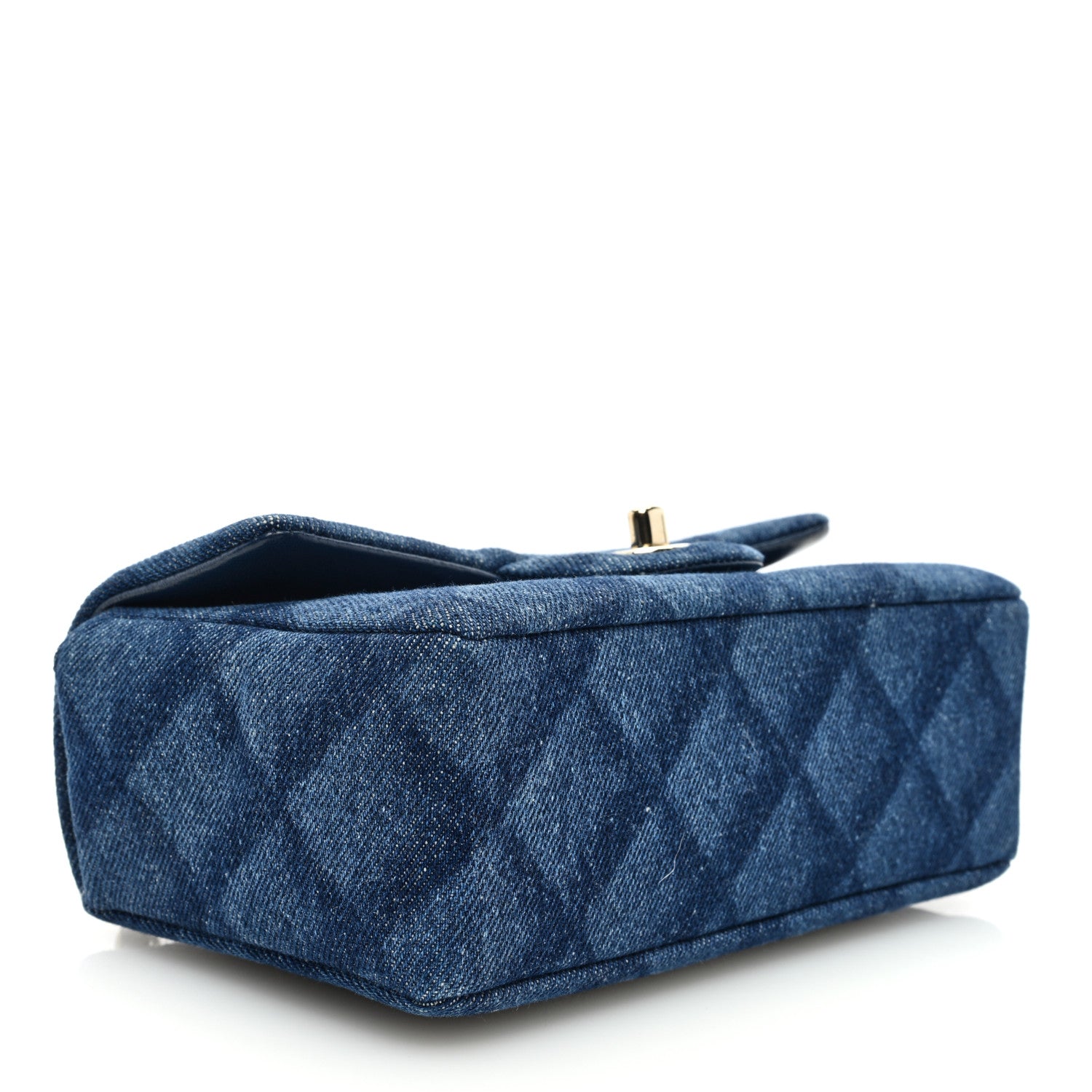 Chanel Printed Denim Quilted Mini Rectangular Flap Dark Blue 4 of 11
