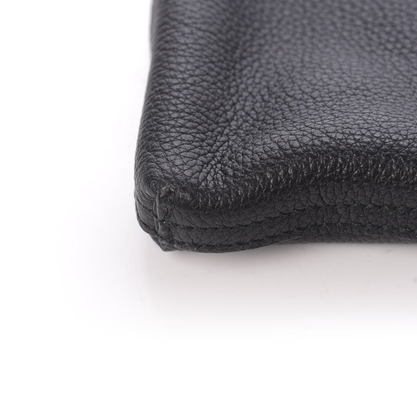 Pebbled Calfskin Medium Logo Portfolio Clutch Black