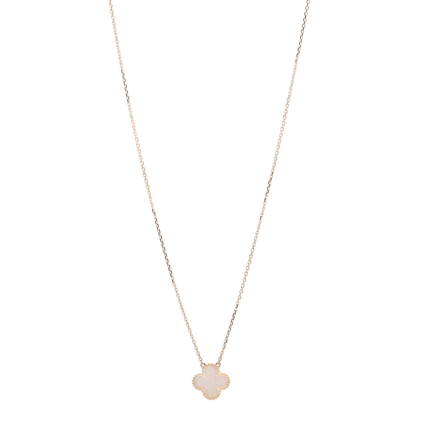 18K Yellow Gold Mother of Pearl Vintage Alhambra Pendant Necklace