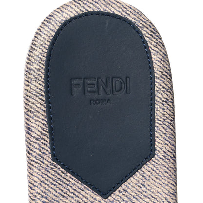 Fendi Vitello Pelle Stampa Denim Baguette Flat Slide Sandals 36 Azzurro 8 of 8