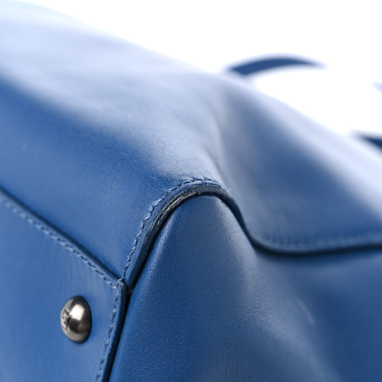 Vitello Suede Large Peekaboo Iconic Satchel Blue Marine