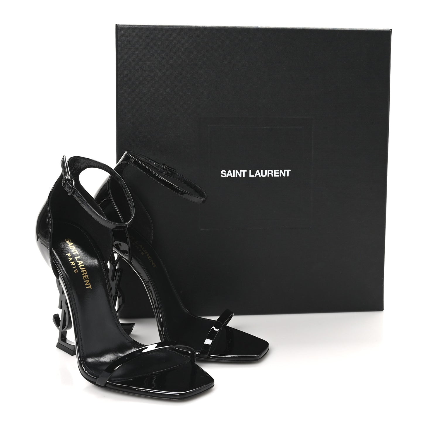 Patent Calfskin Opyum 110 Sandals 37 Black
