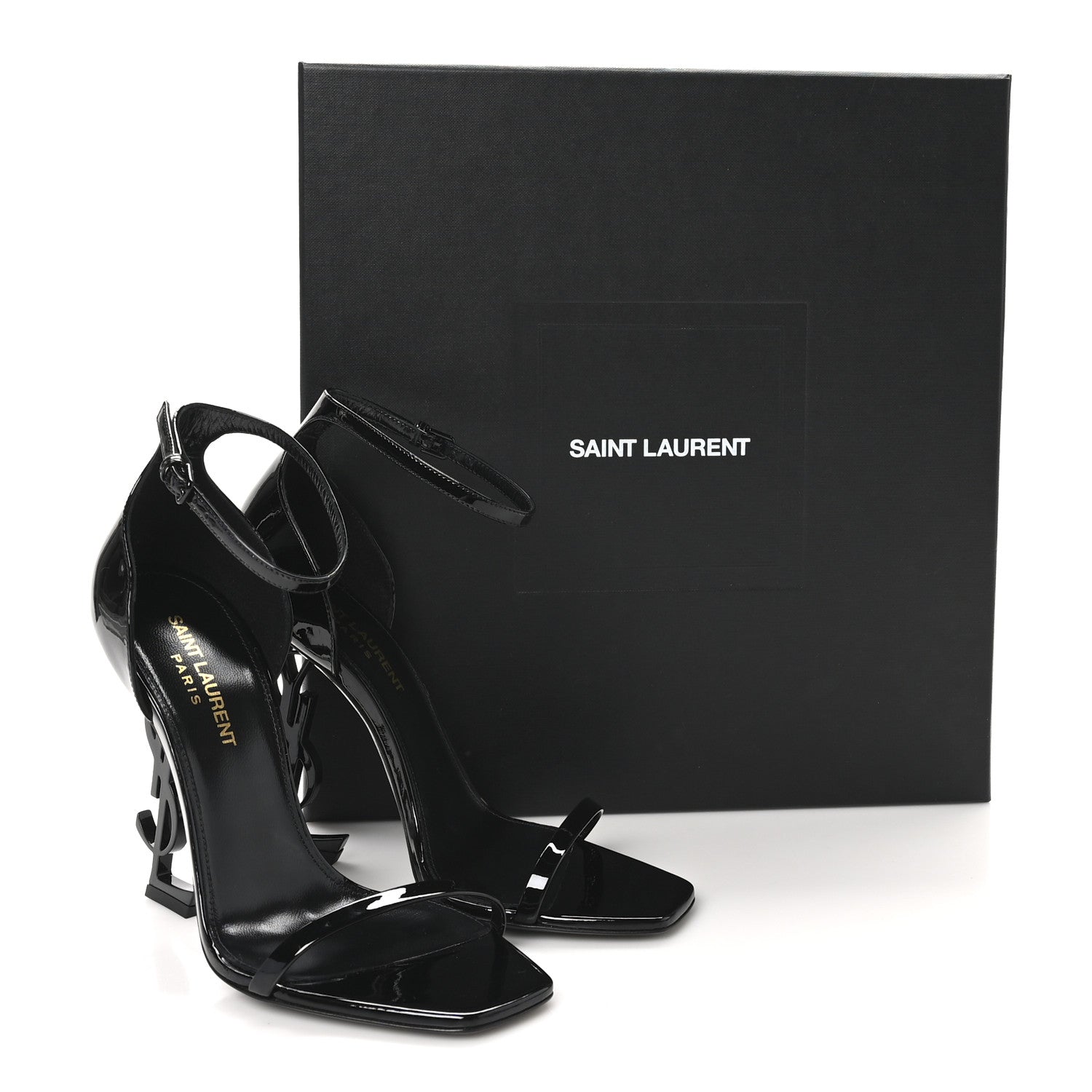 Saint Laurent Patent Calfskin Opyum 110 Sandals 37 Black 9 of 9