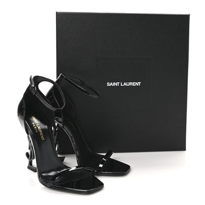 Saint Laurent Patent Calfskin Opyum 110 Sandals 37 Black 9 of 9