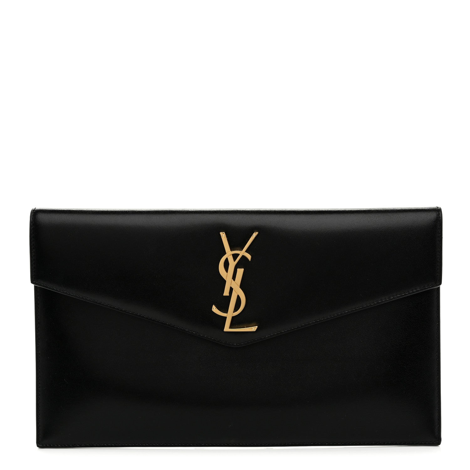 Saint Laurent Smooth Shiny Calfskin Monogram Uptown Pouch Black 1 of 8