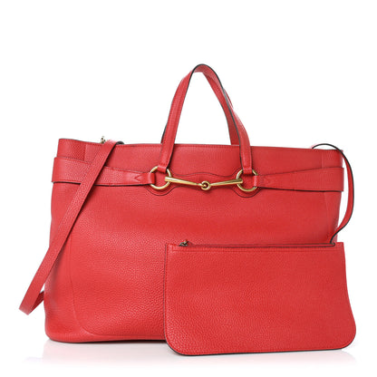 Gucci Textured Calfskin Large Bright Bit Tote Red 1 of 11