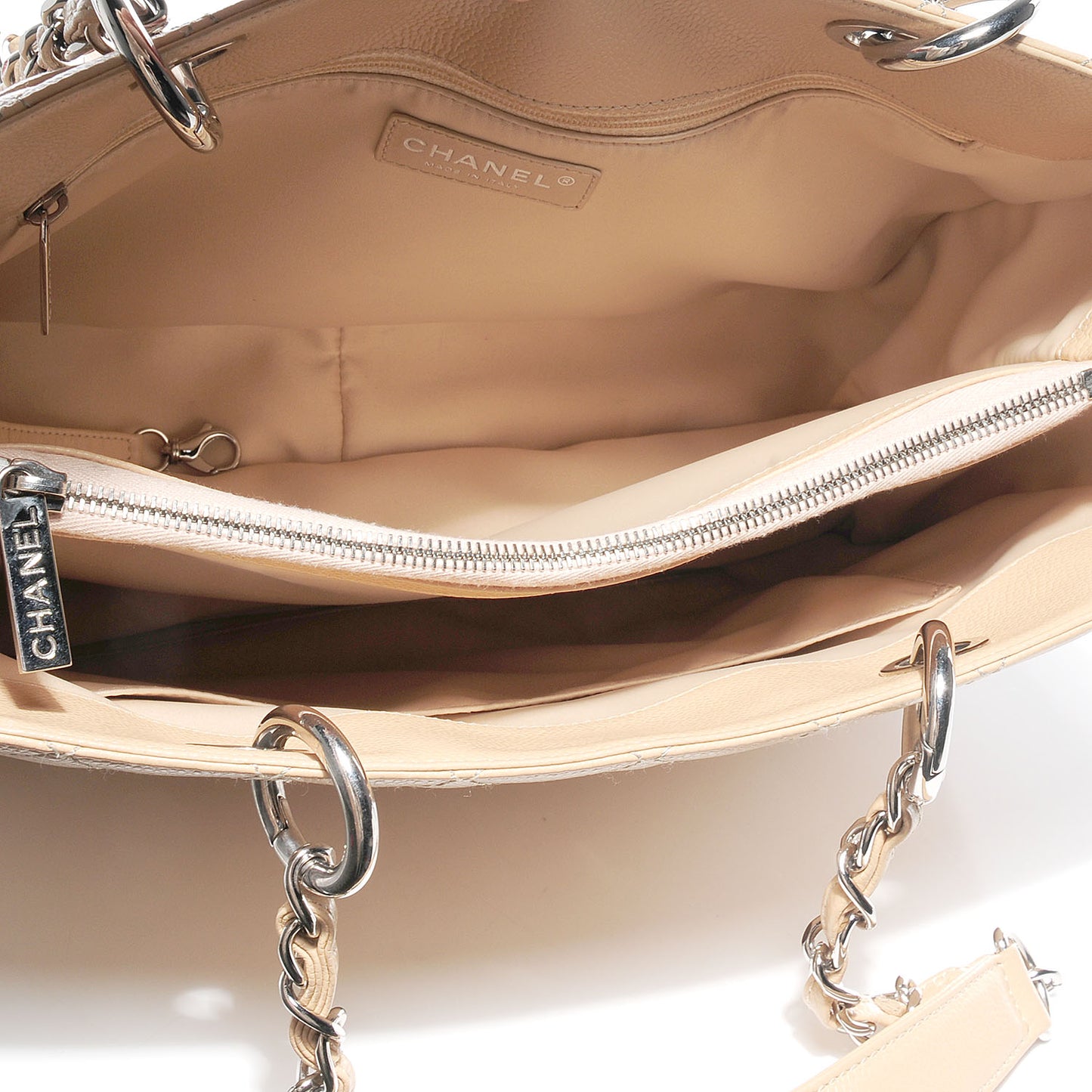 Caviar Quilted Grand Shopping Tote GST Beige Clair