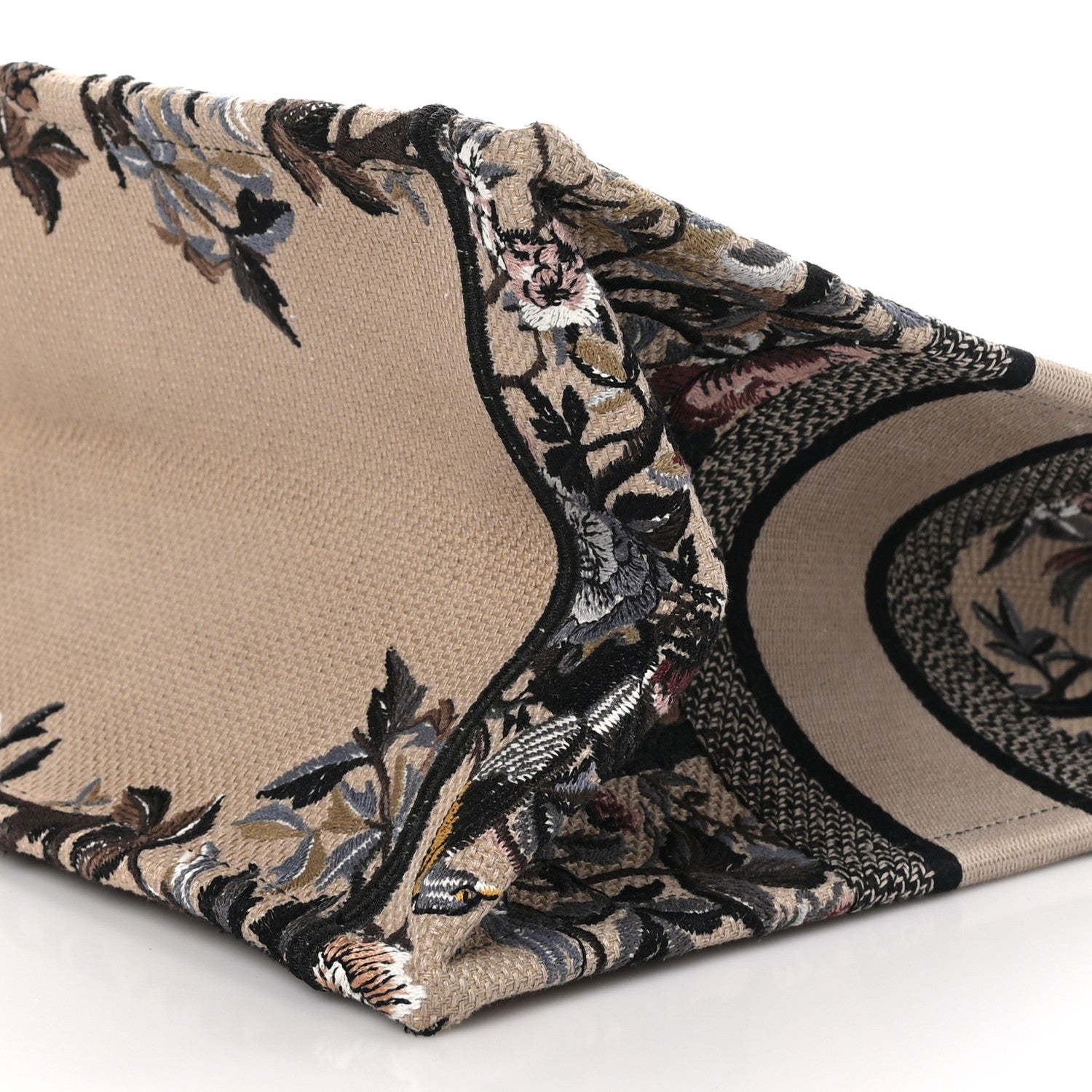 Christian Dior Canvas Embroidered Jardin D'Hiver Medium Book Tote Beige Multicolor 9 of 9