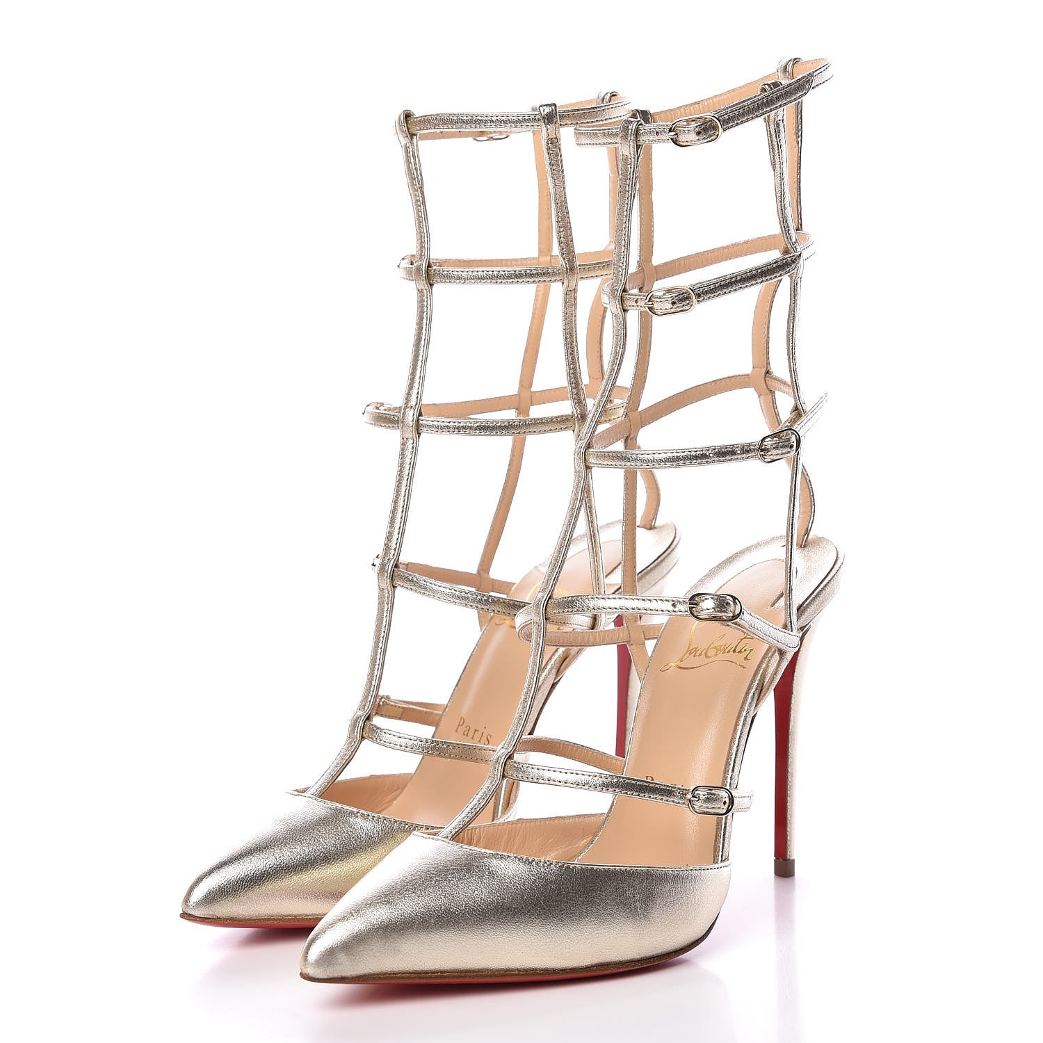 Christian Louboutin Metallic Nappa Kadreyana 100 Pumps 36 Sahara 3 of 8