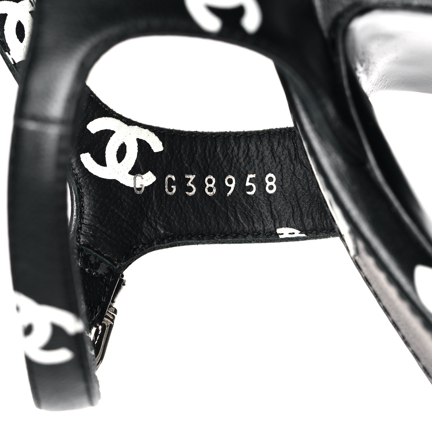 Chanel Printed Lambskin Coco Beach Platform Sandals 39 Black White 8 of 12