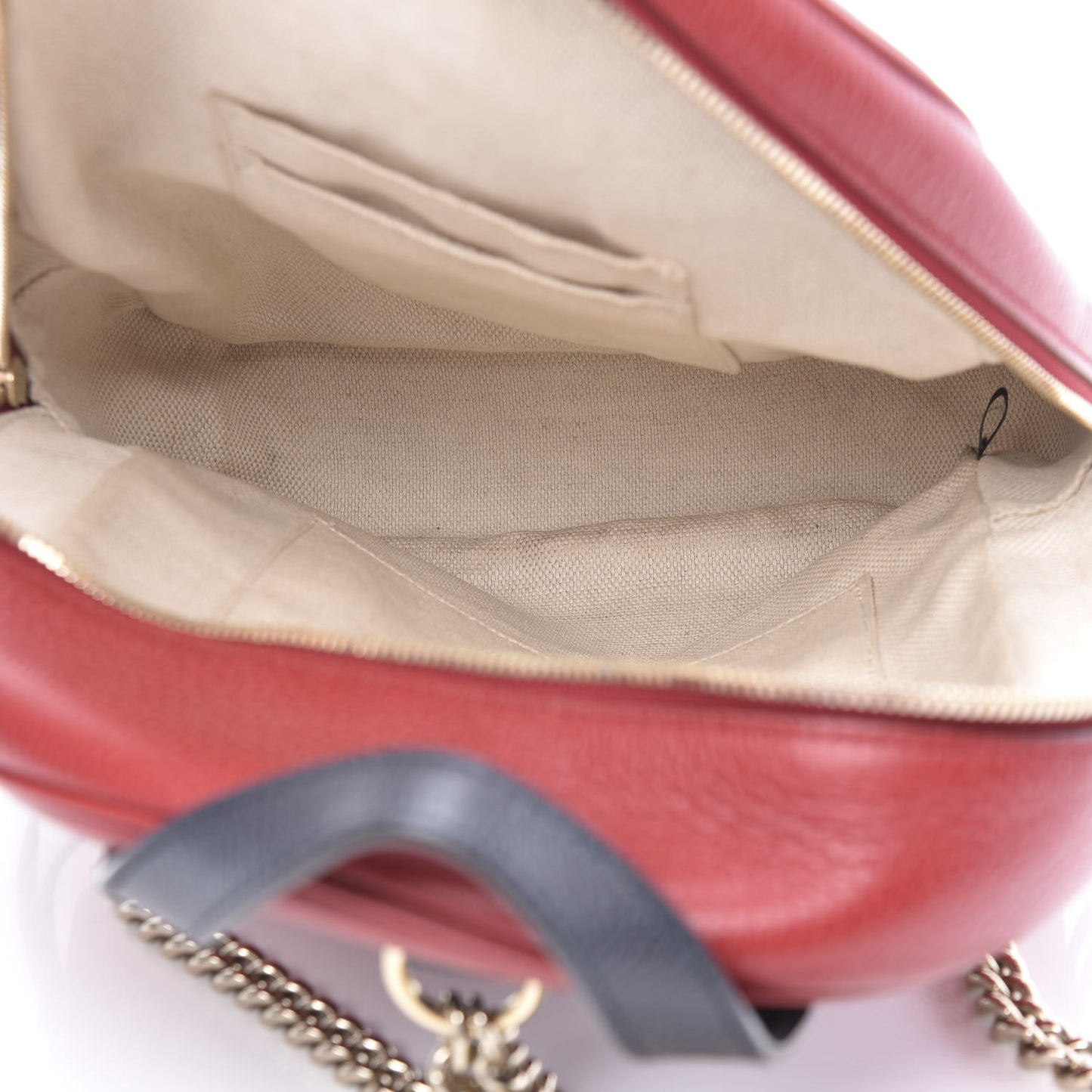Pebbled Calfskin Bi-Color Soho Chain Backpack Red Navy