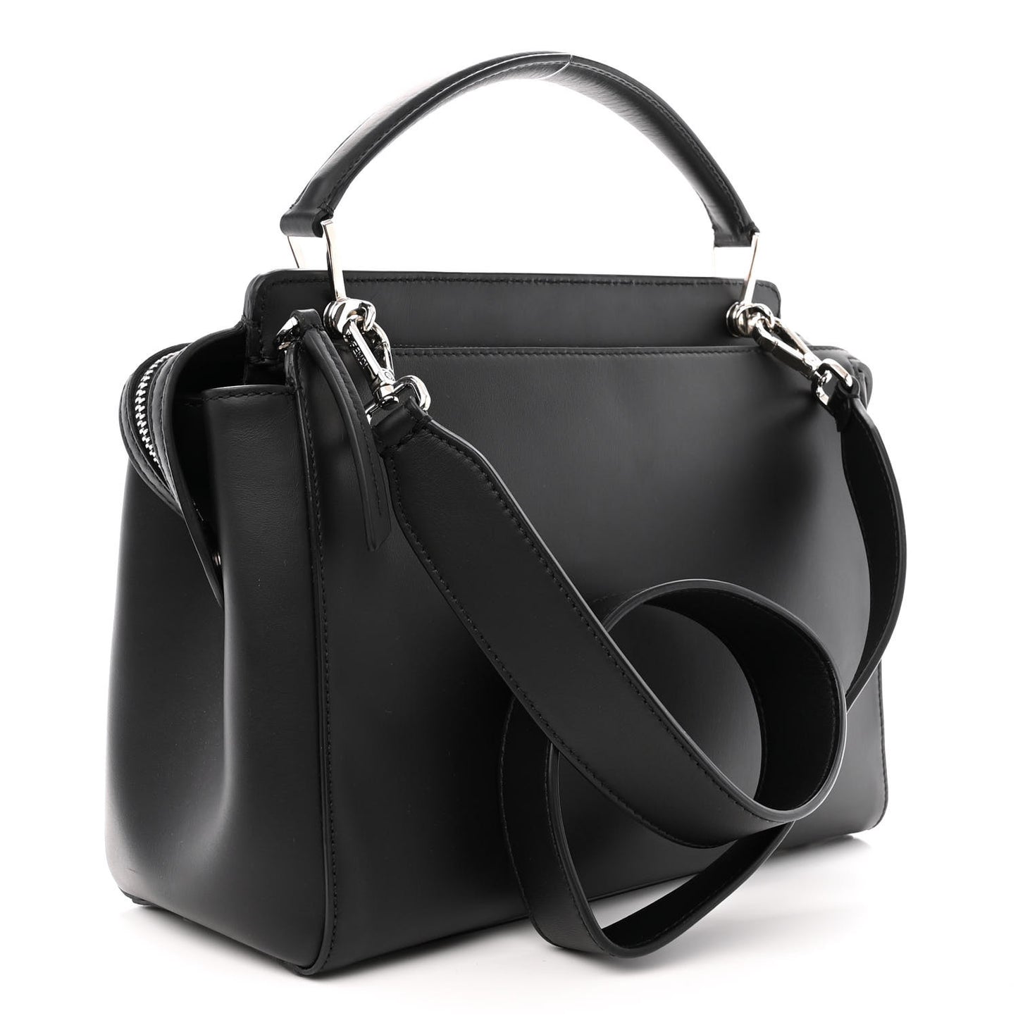 Vitello Baltico Dolce Shiny Nappa Lace Up DotCom Satchel Black Blue
