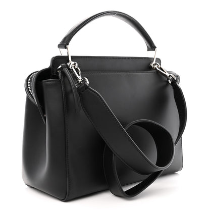 Fendi Vitello Baltico Dolce Shiny Nappa Lace Up DotCom Satchel Black Blue 3 of 11