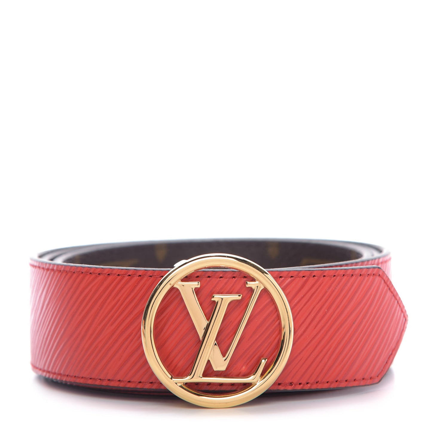 Monogram Epi 35mm LV Circle Reversible Belt 90 36 Coquelicot