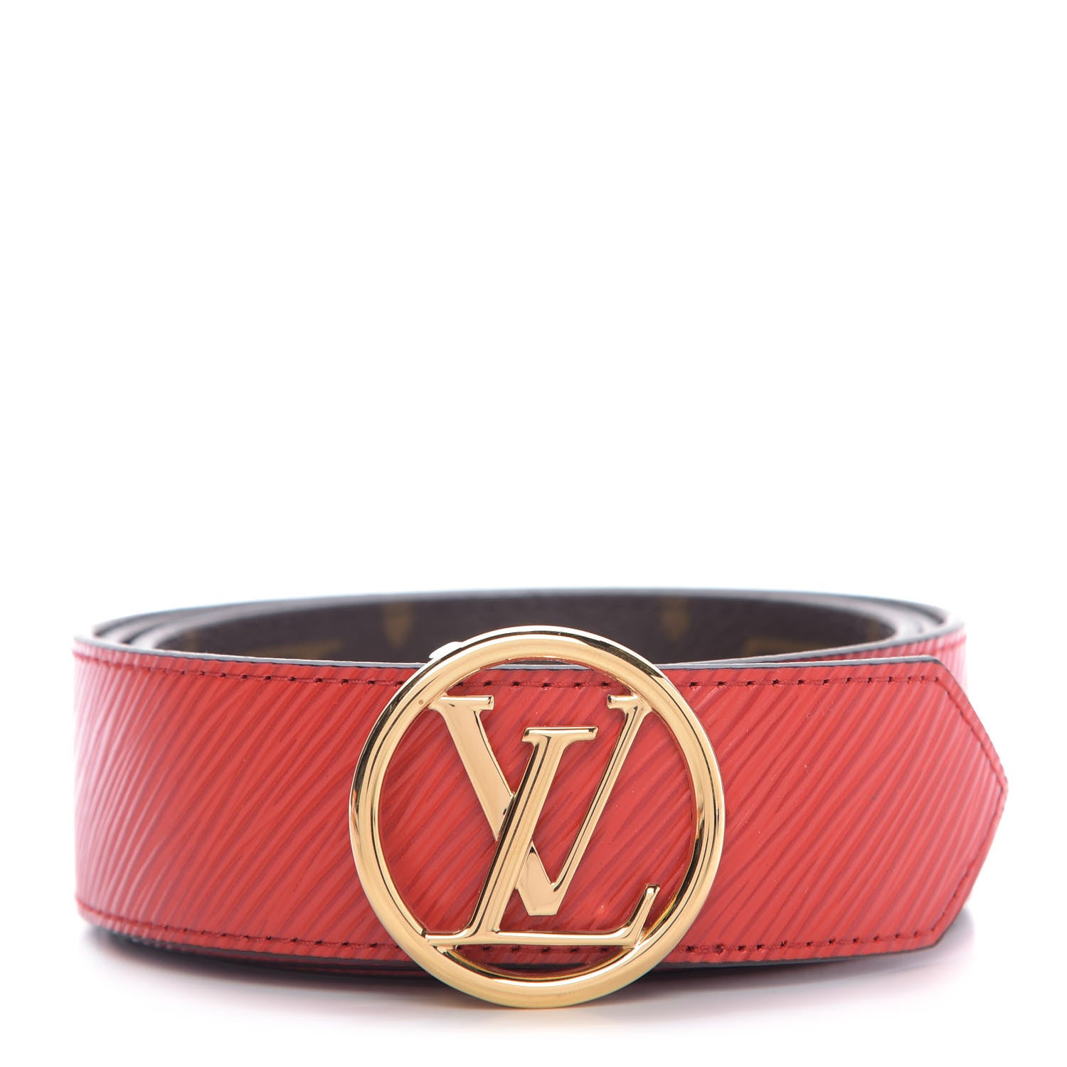 Louis Vuitton Monogram Epi 35mm LV Circle Reversible Belt 90 36 Coquelicot 1 of 4