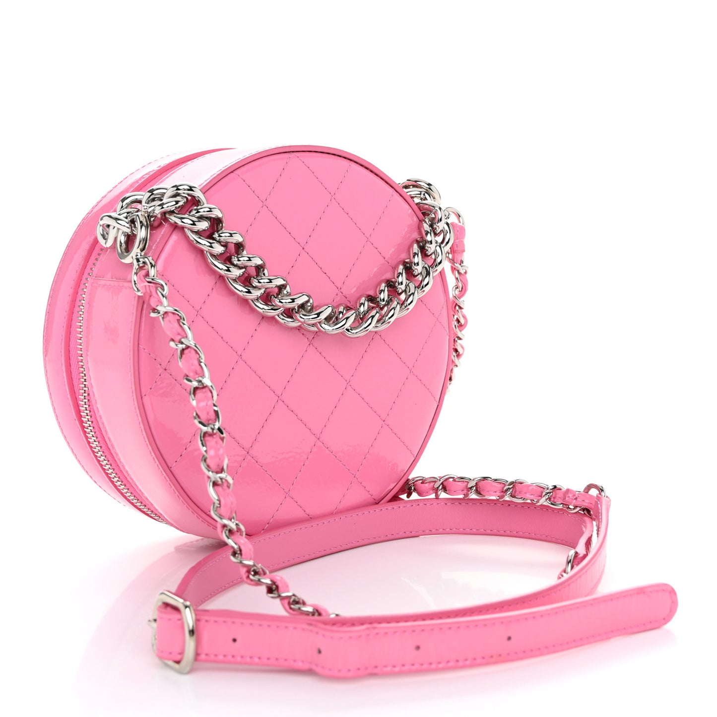 Patent Round As Earth Evening Bag Pink