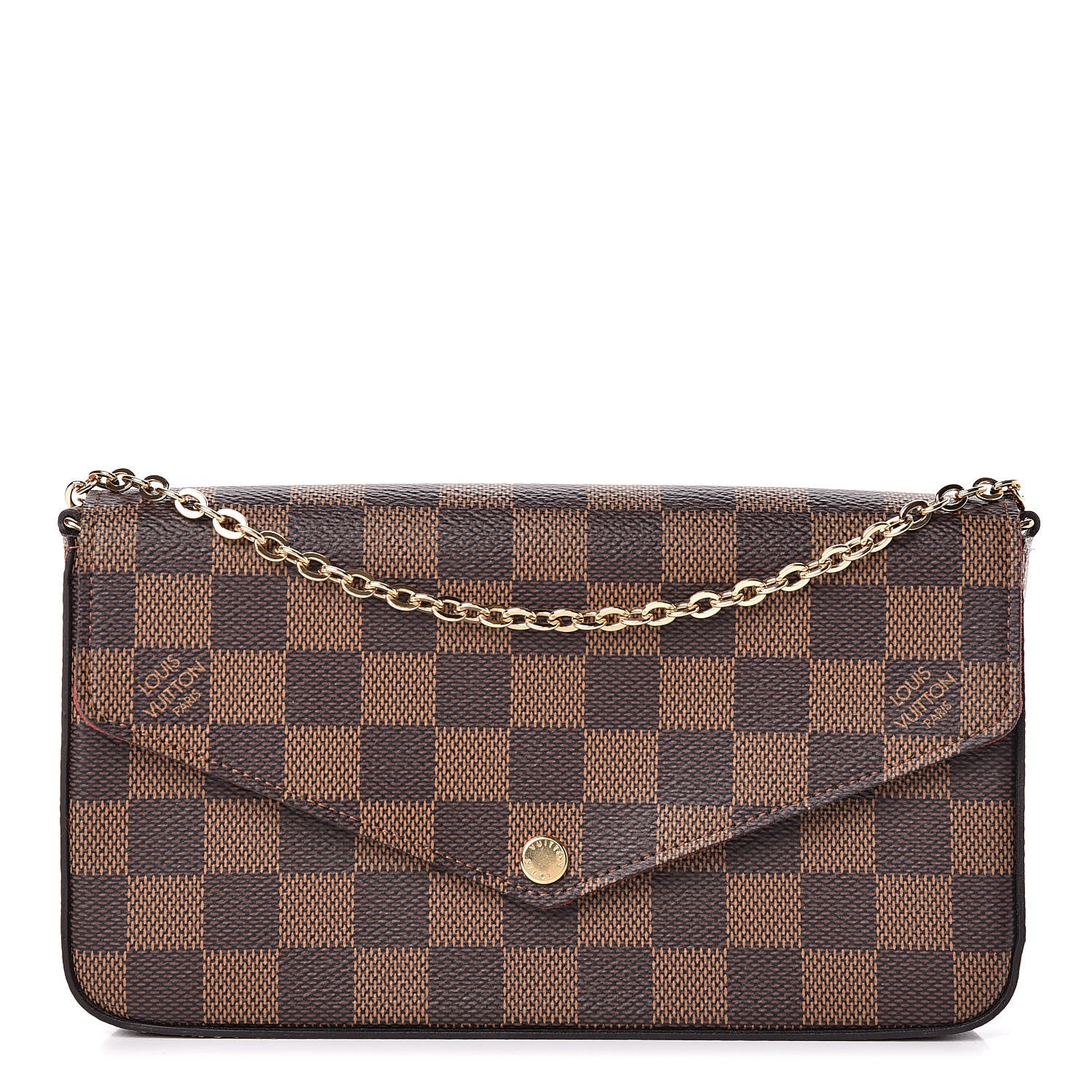 Louis Vuitton Damier Ebene Pochette Felicie Chain Wallet 1 of 10