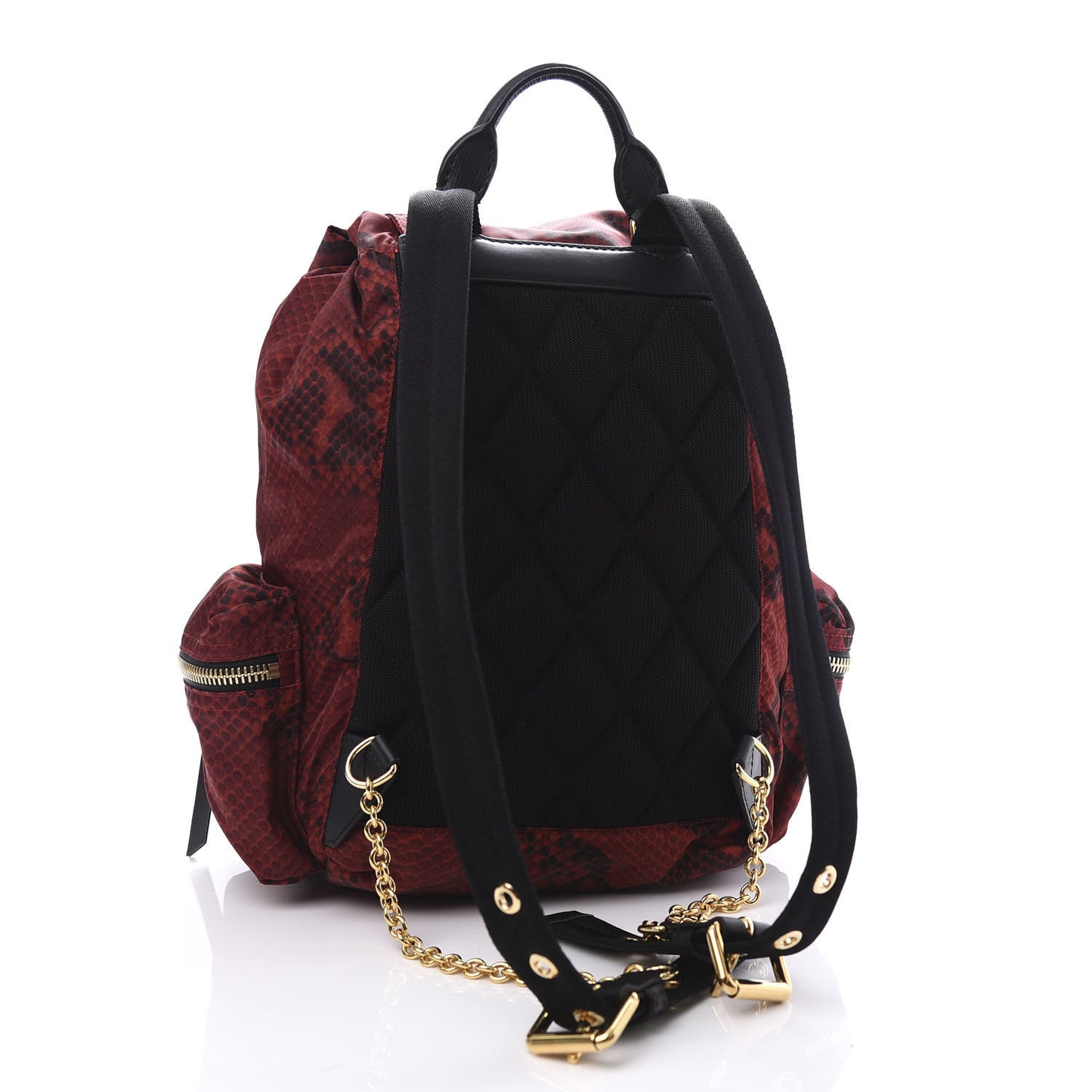 Nylon Python Print Medium Rucksack Backpack Burgundy Red