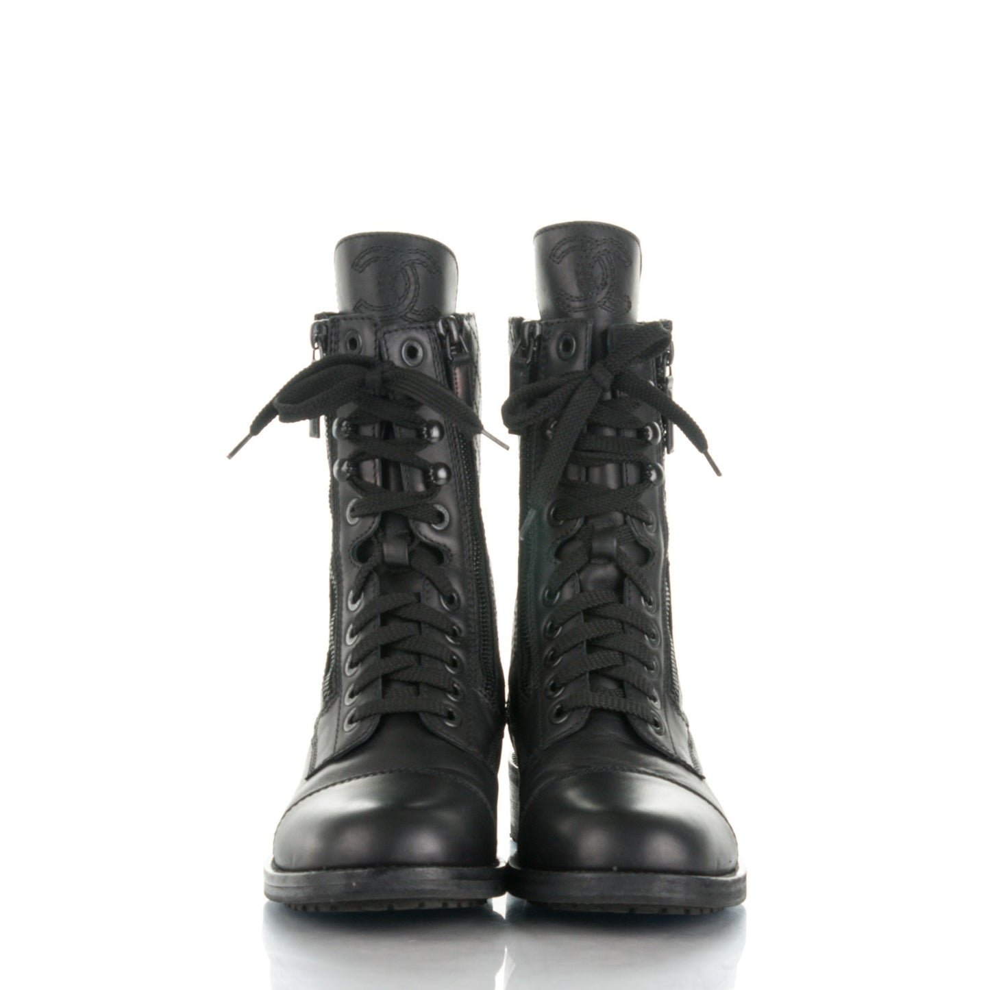 Calfskin Combat Boots 39.5 Black