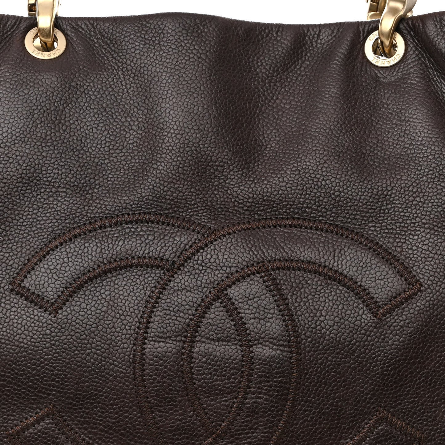 Caviar CC Stitched Tote Dark Brown