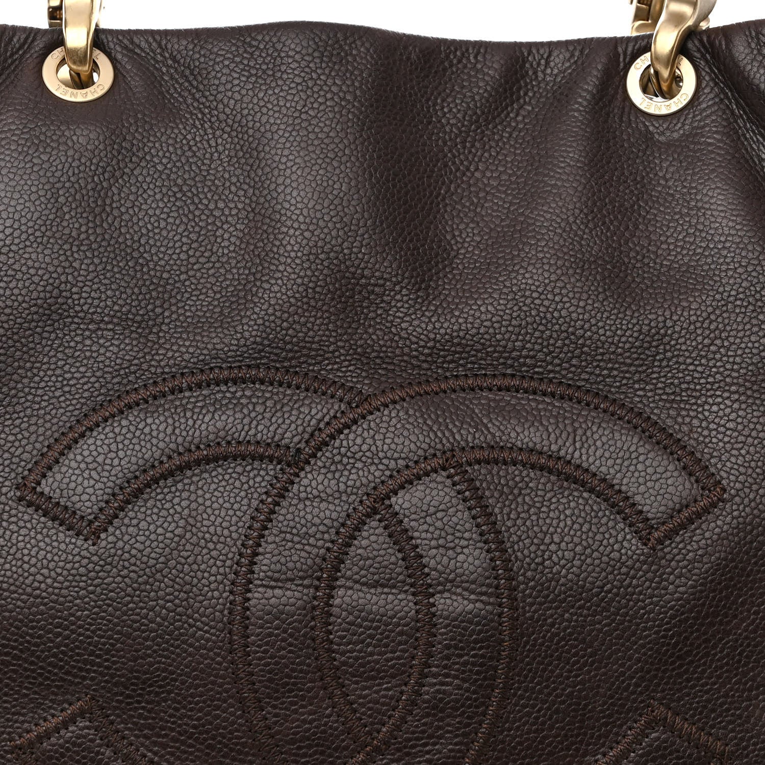 Chanel Caviar CC Stitched Tote Dark Brown 9 of 11