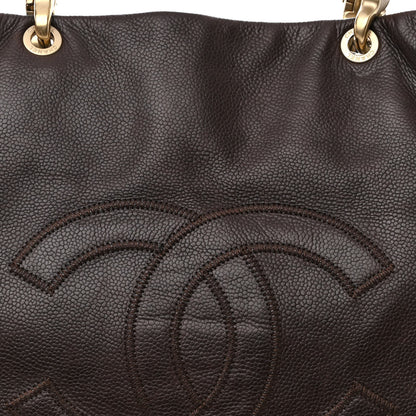 Chanel Caviar CC Stitched Tote Dark Brown 9 of 11