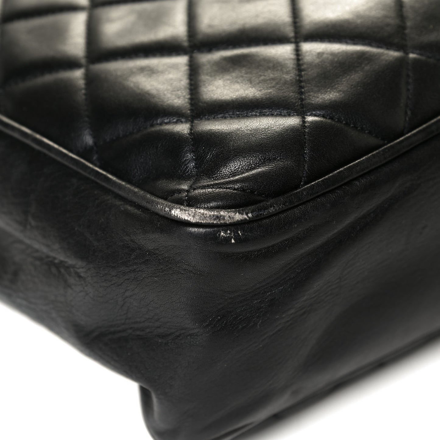 Lambskin Quilted Shopping Tote Black